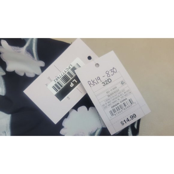 Women's Floral Print Bliss Lightly Lined Wirefree Bra Auden Black 32D - Picture 3 of 7